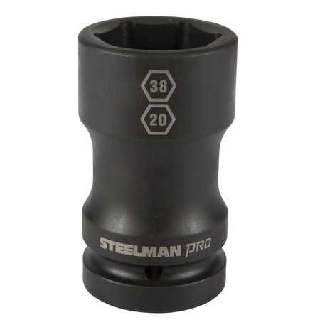 STEELMAN 1" Drive Budd Wheel 38mm 6-Point Hex and 20mm 4-Point Square Combo Impact Socket 79323